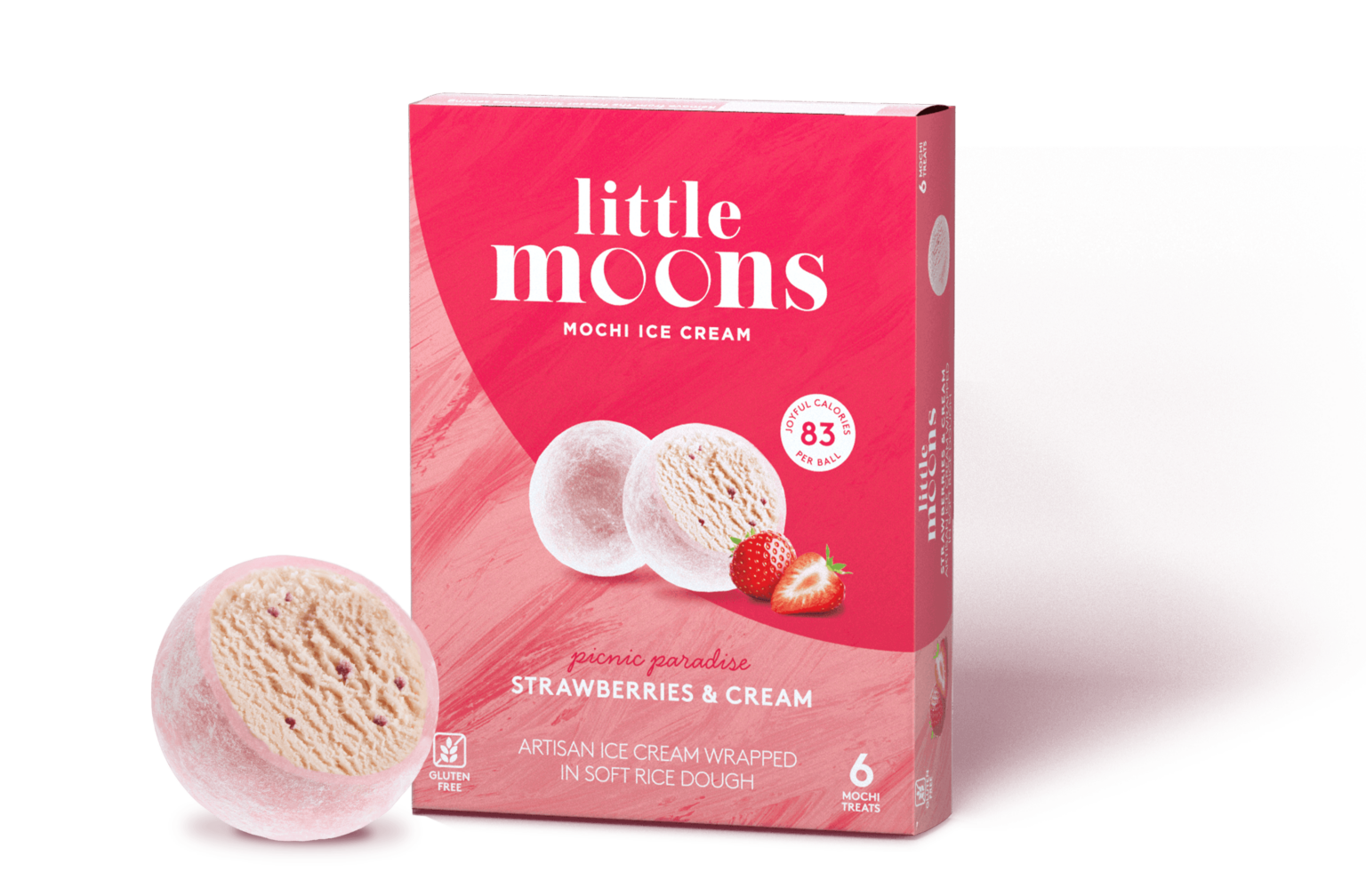 Strawberries & Cream Mochi Ice Cream - Little Moons